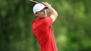 Nicolai Hojgaard takes a shot during the Olympics men's tournament