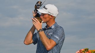 Will Zalatoris with the FedEx St. Jude Championship trophy