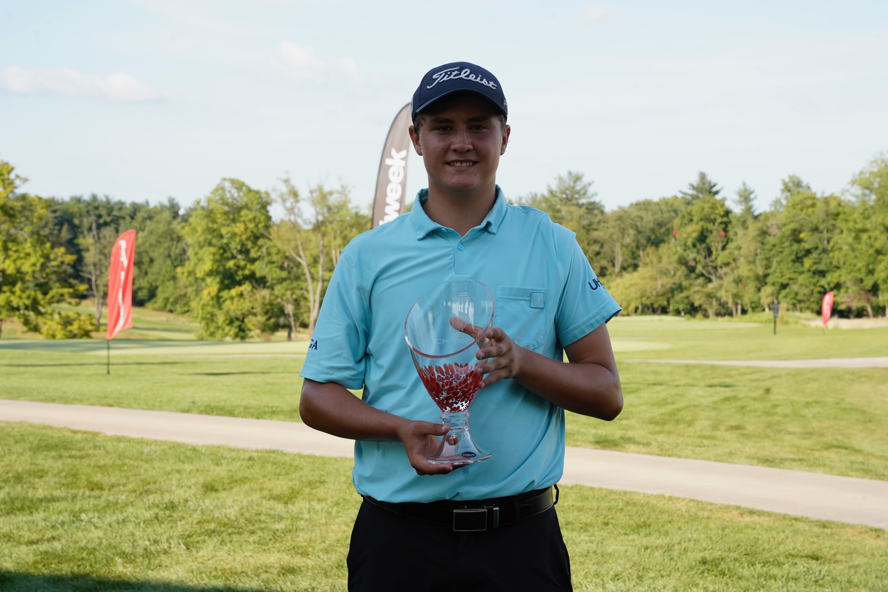 Jake Cesare with the Golfweek Hoosier Amateur trophy. (Photo by Landon Ringler/Golfweek)