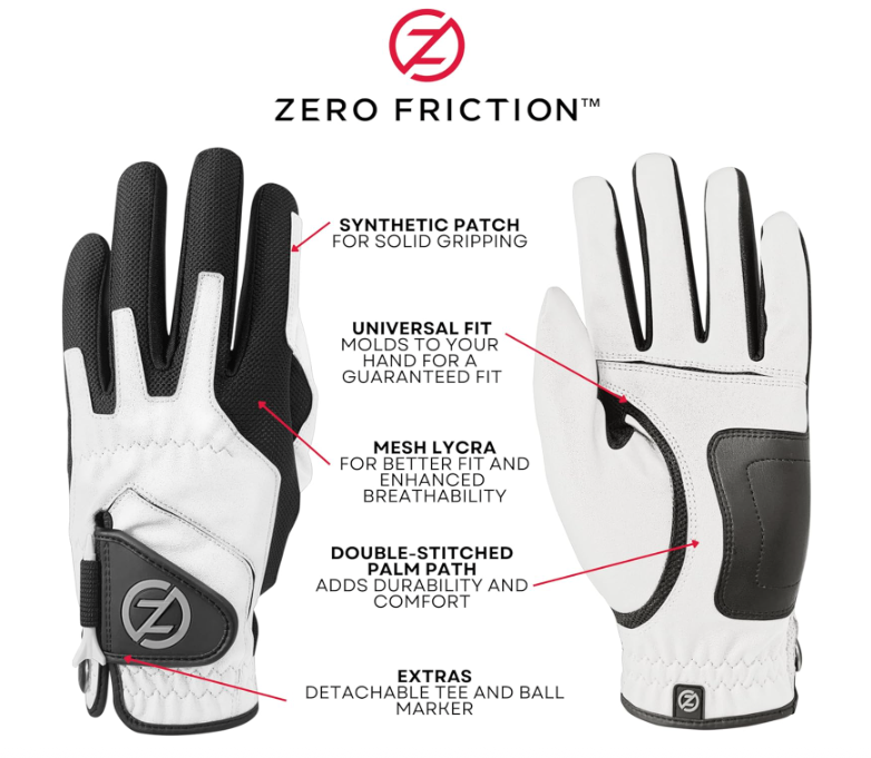 Zero Friction Compression-Fit Synthetic Golf Glove (6 pack)