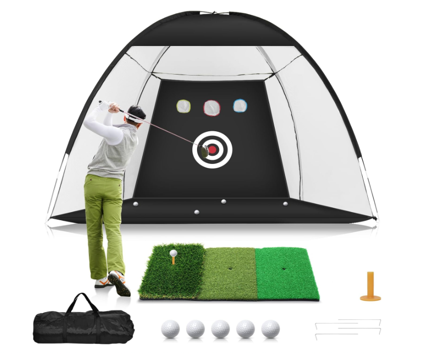 10x7ft Golf Practice Net with Tri-Turf Golf Mat