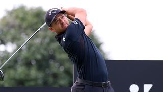 Xander Schauffele takes a shot during the Zozo Championship pro-am