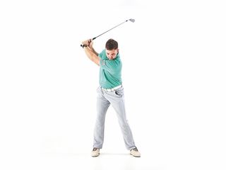 Joshua Mayo demonstrating the correct position at the top of the backswing