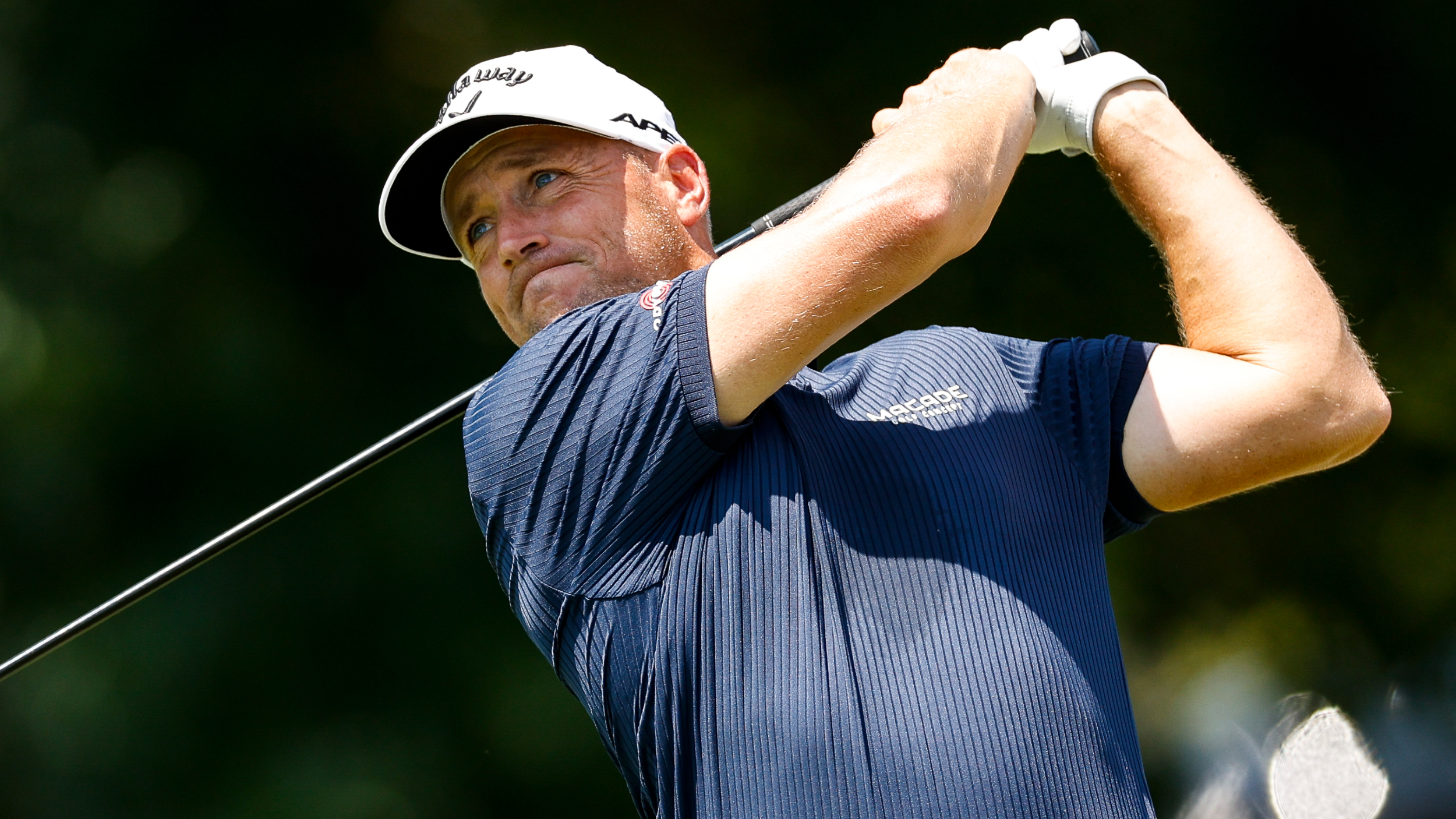 Alex Noren takes a shot in a practice round before the 3M Open