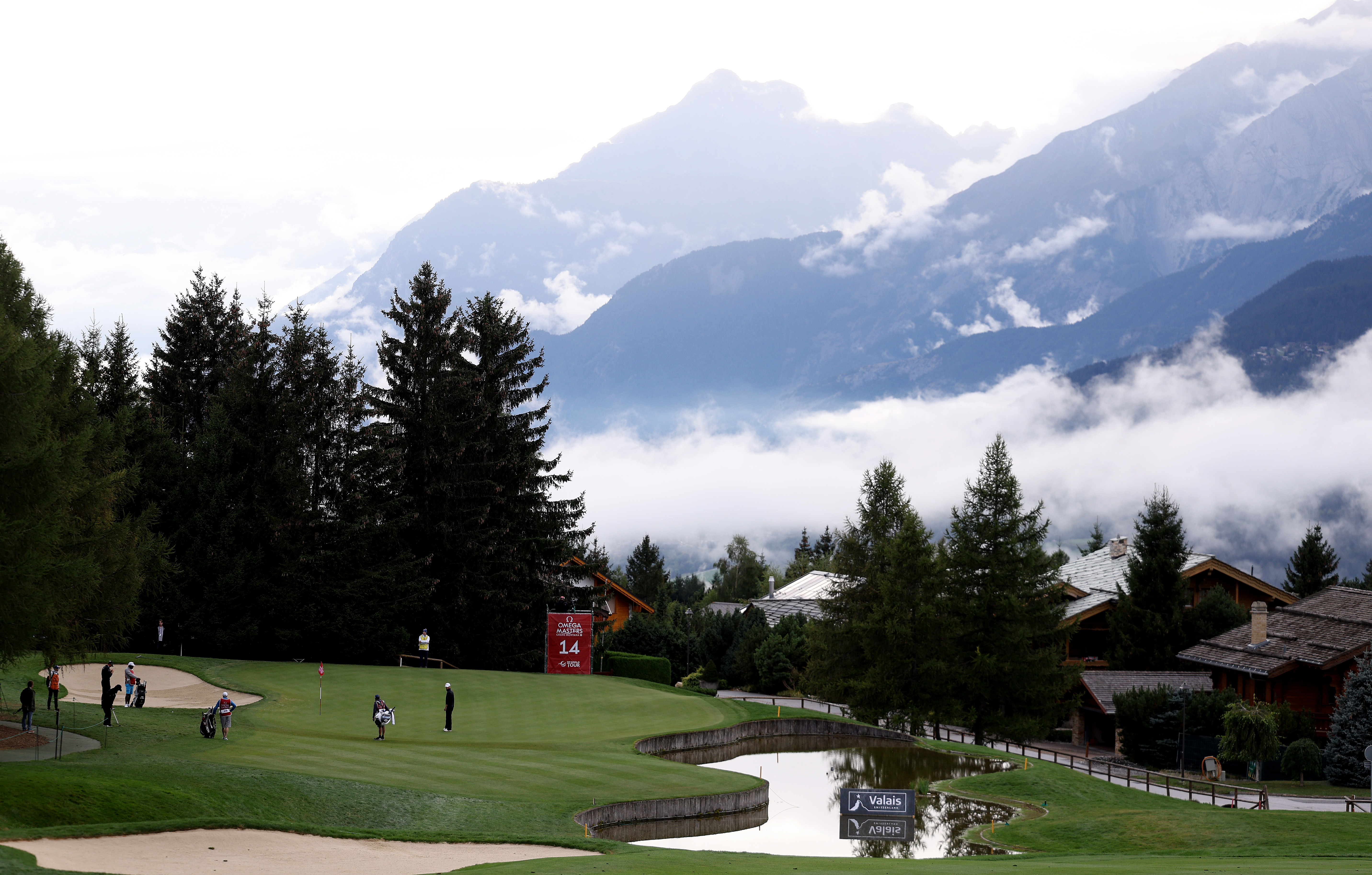 A general view of the 14th green at Crans-sur-Sierre Golf Club in Switzerland