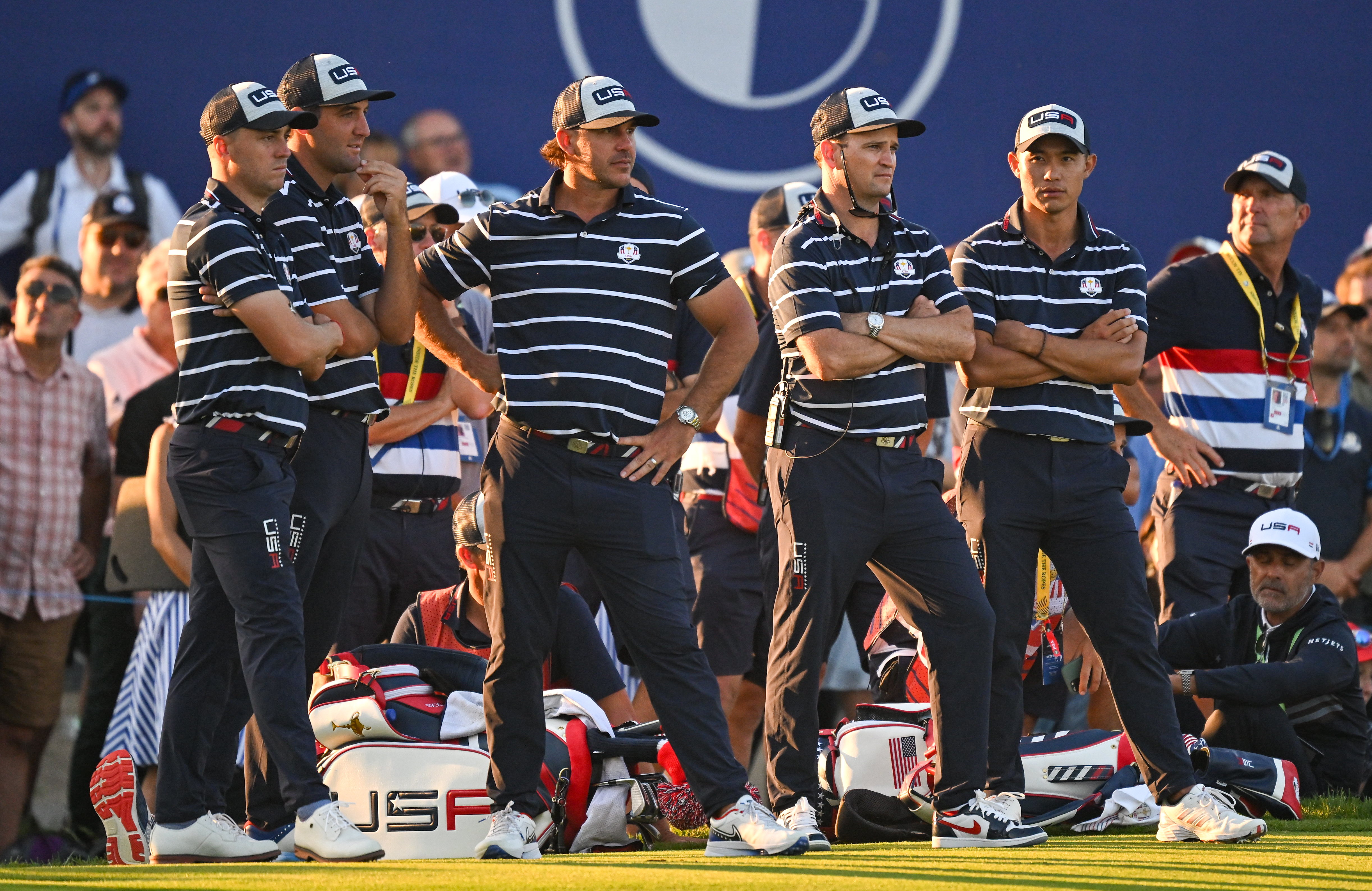 Team USA line-up on the 18th green
