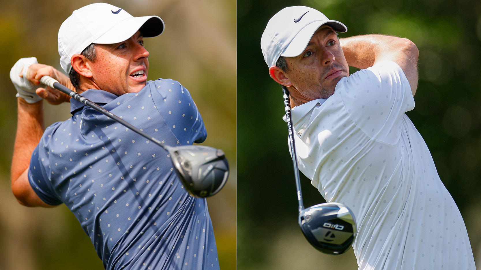 Rory McIlroy hits two drivers side by side