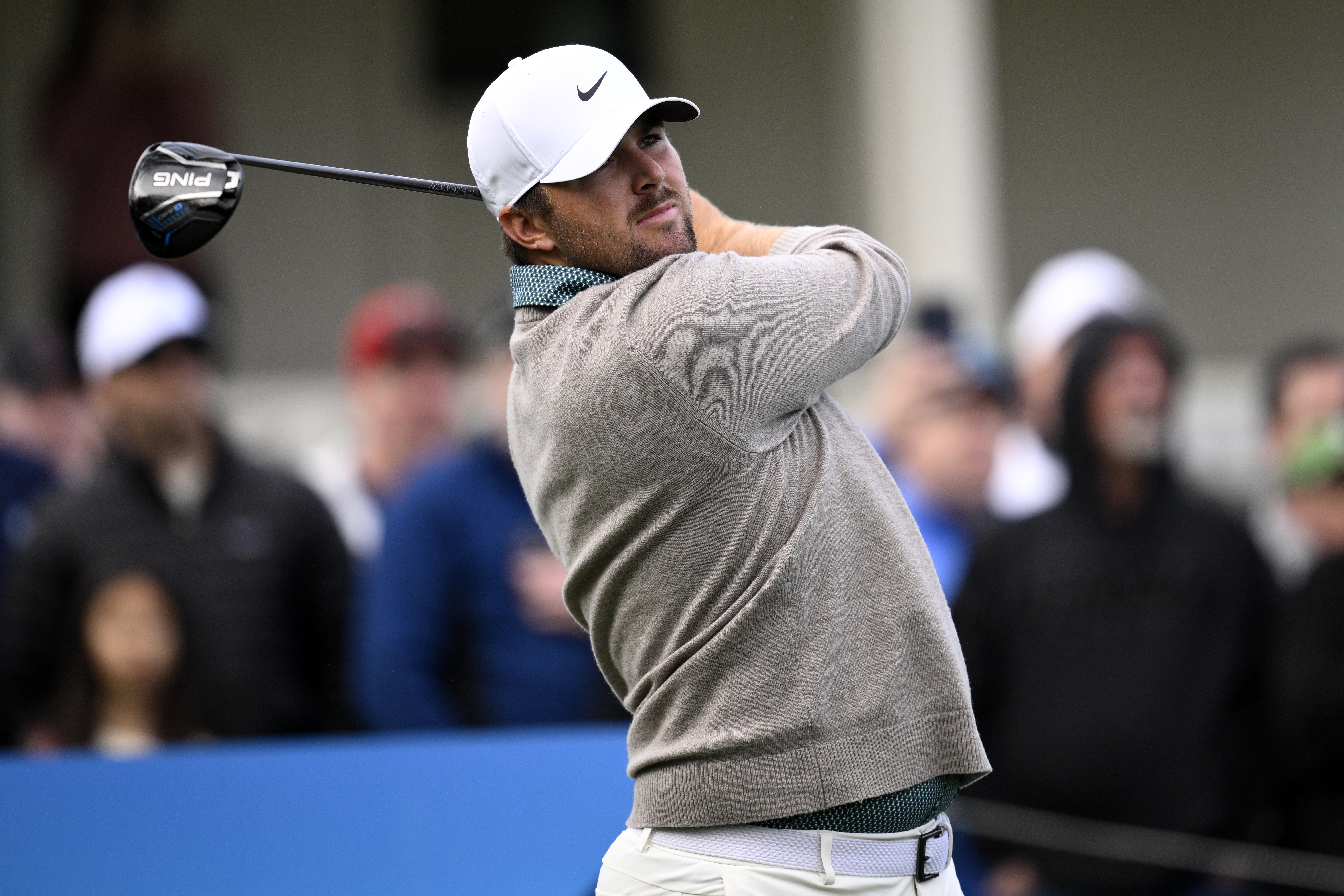 Chris Gotterup hits a driver off the tee