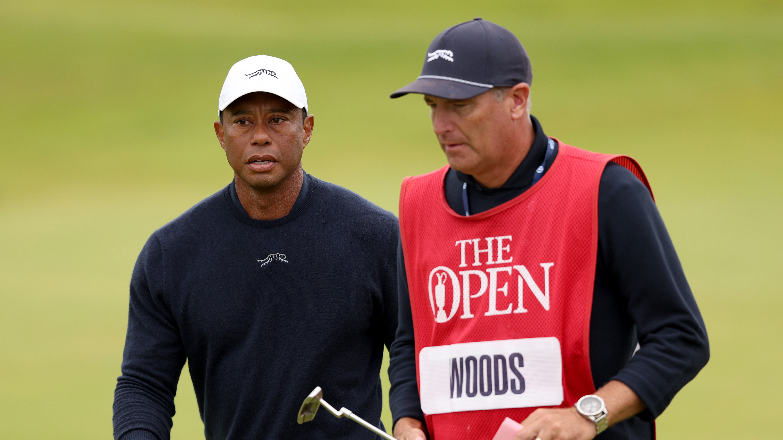 Tiger Woods and his caddie at The Open