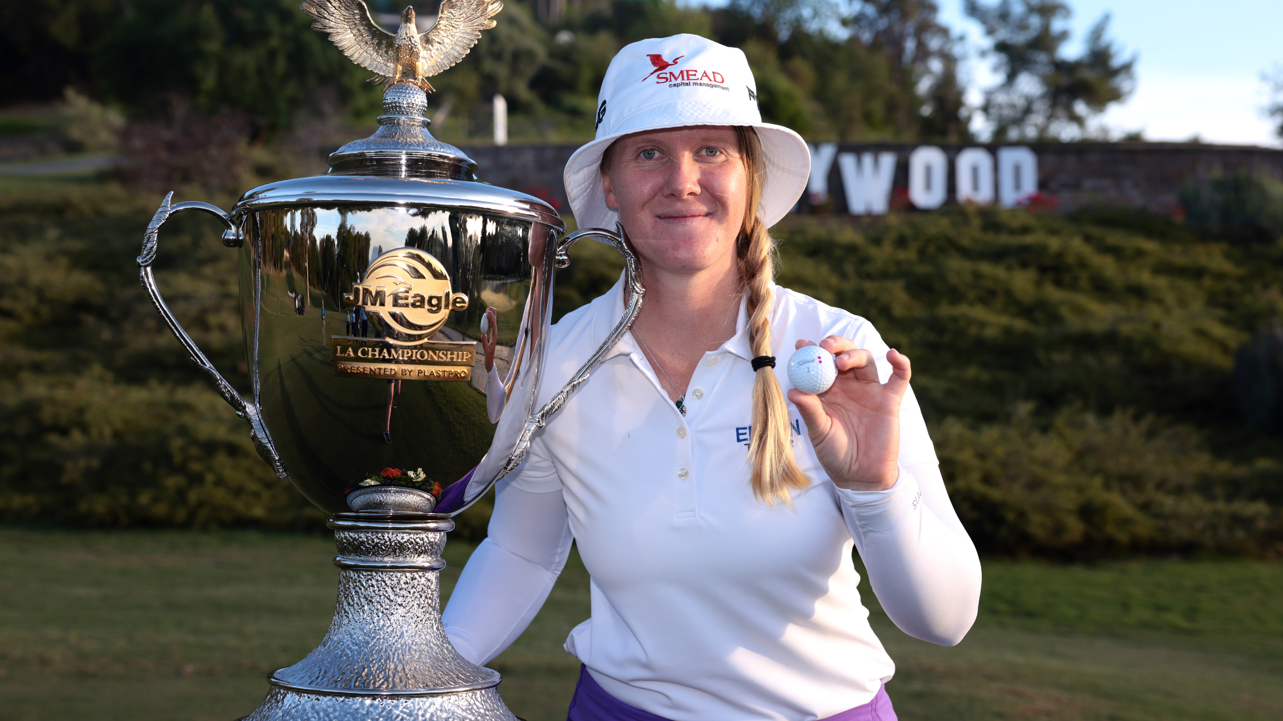 Ingrid Lindblad with the JM Eagle LA Championship trophy