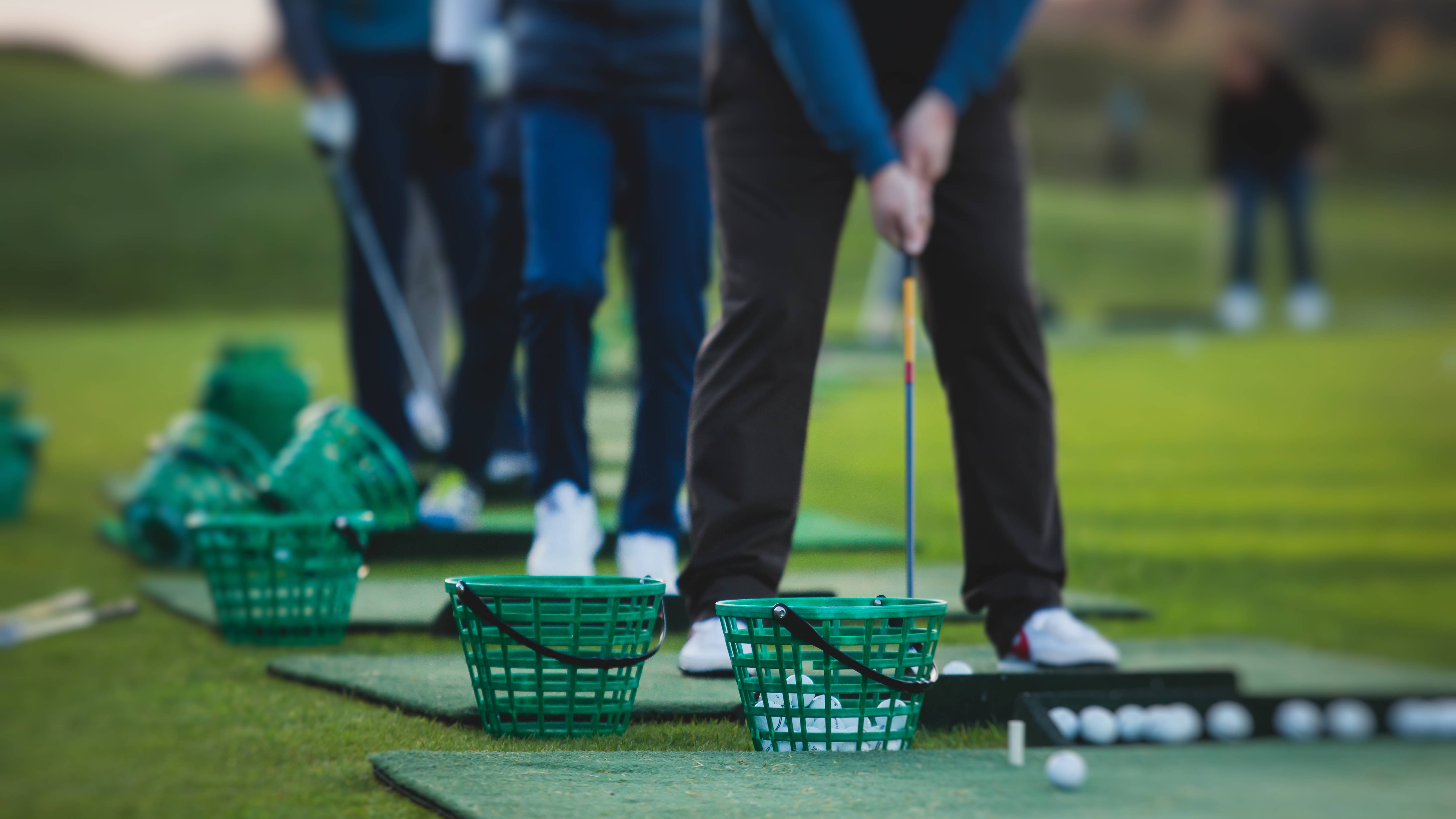 Baskets of balls at golf range