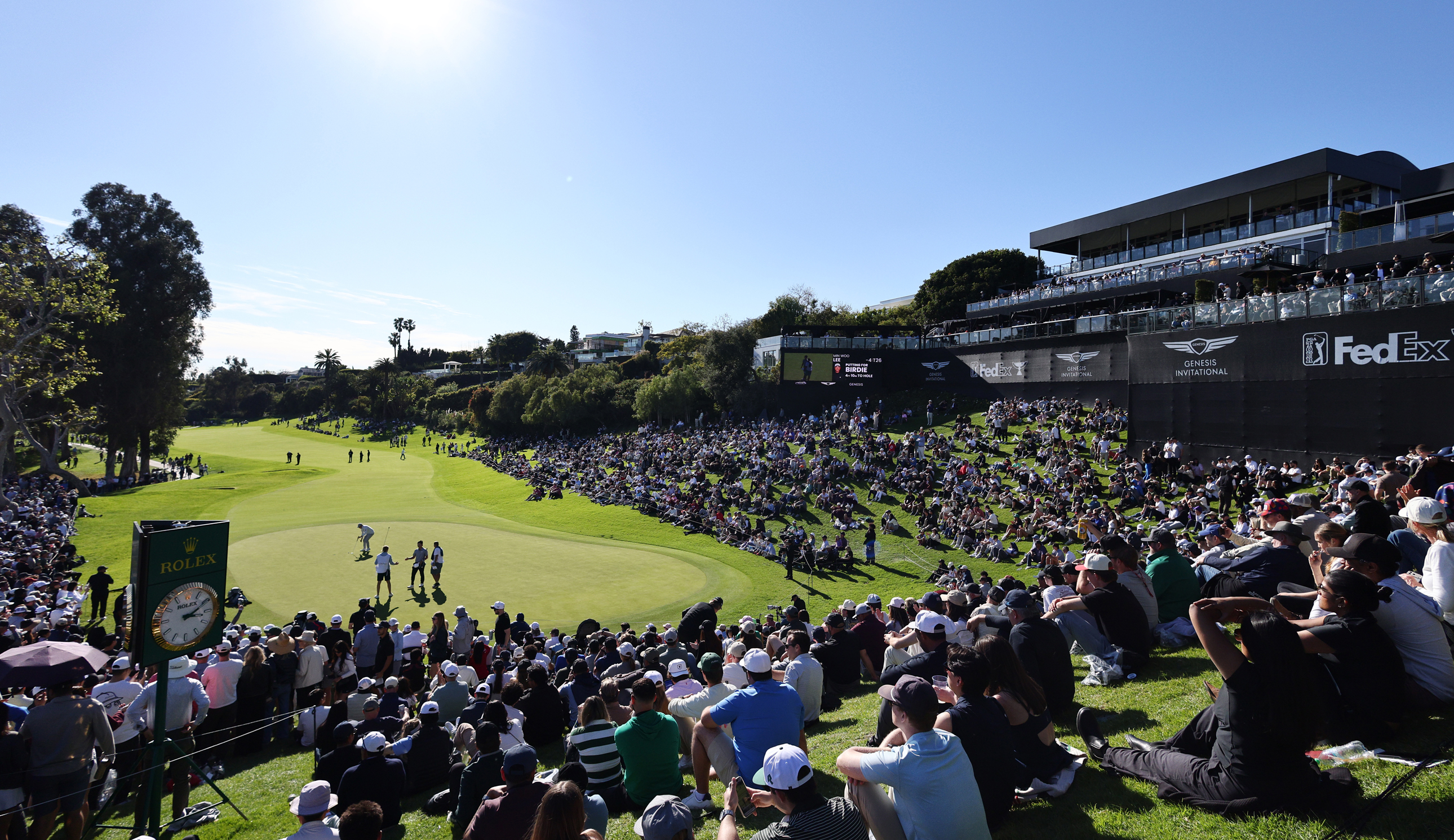 A general view of the 18th hole at Riviera Country Club